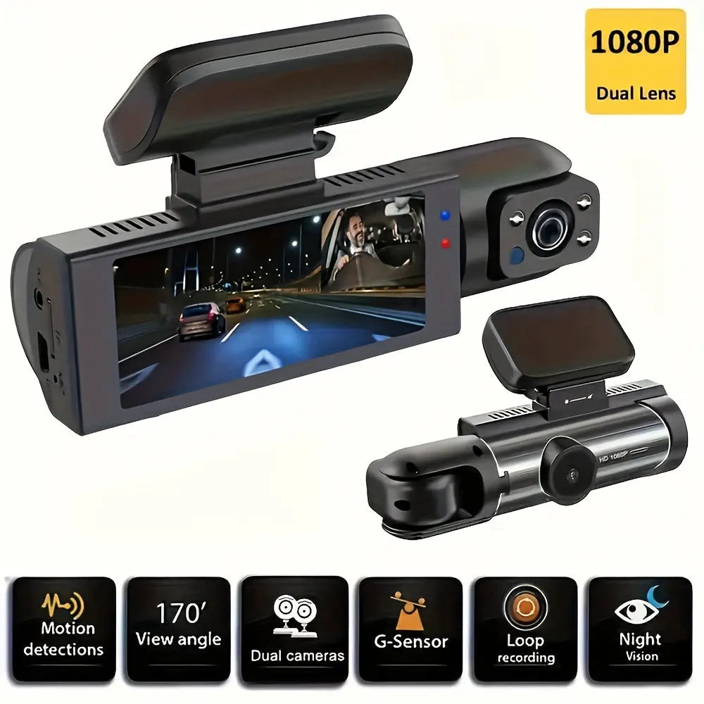 1080P Dual Camera Dash Cam For Cars With IR Night Vision, Loop Recording, And Wide Angle Lens - 8.03 Cm IPS Screen The Gadget Guy