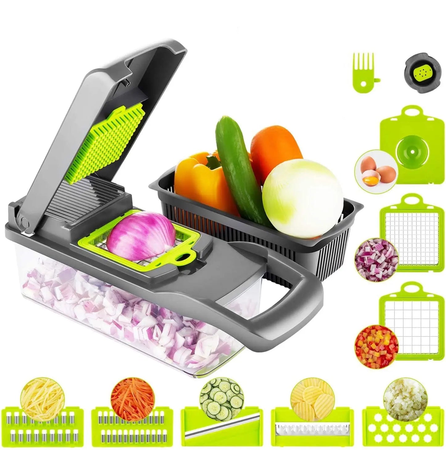 14-in-1 Multifunctional Vegetable Chopper and Slicer with Storage Container The Gadget Guy