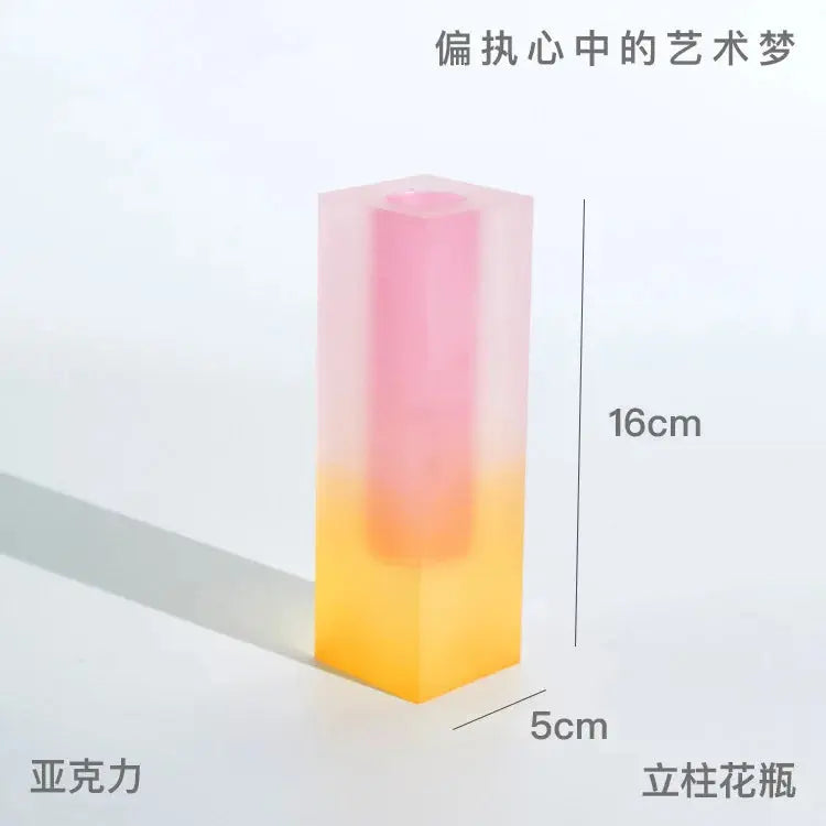 Modern Rainbow Pillar Bud Vase Tabletop Vases Luxury Decorative Acrylic Crystal Nordic Room Decoration Home - The Gadget Guy