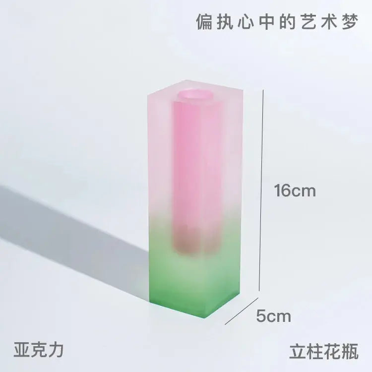 Modern Rainbow Pillar Bud Vase Tabletop Vases Luxury Decorative Acrylic Crystal Nordic Room Decoration Home - The Gadget Guy