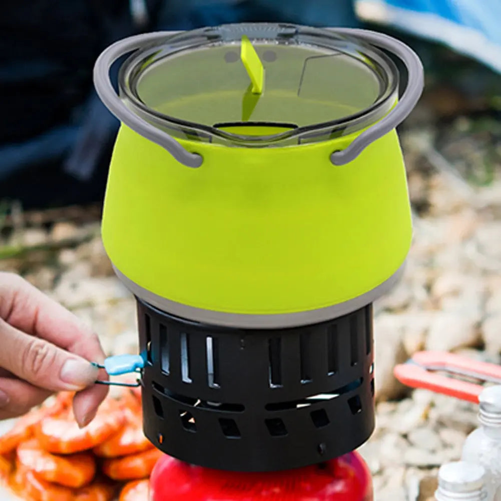 Multifunctional Portable Silicone Kettle Collapsible Stainless Steel Bottom for Outdoor Camping and Hiking The Gadget Guy