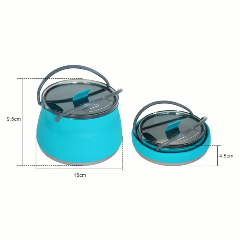 Multifunctional Portable Silicone Kettle Collapsible Stainless Steel Bottom for Outdoor Camping and Hiking - The Gadget Guy