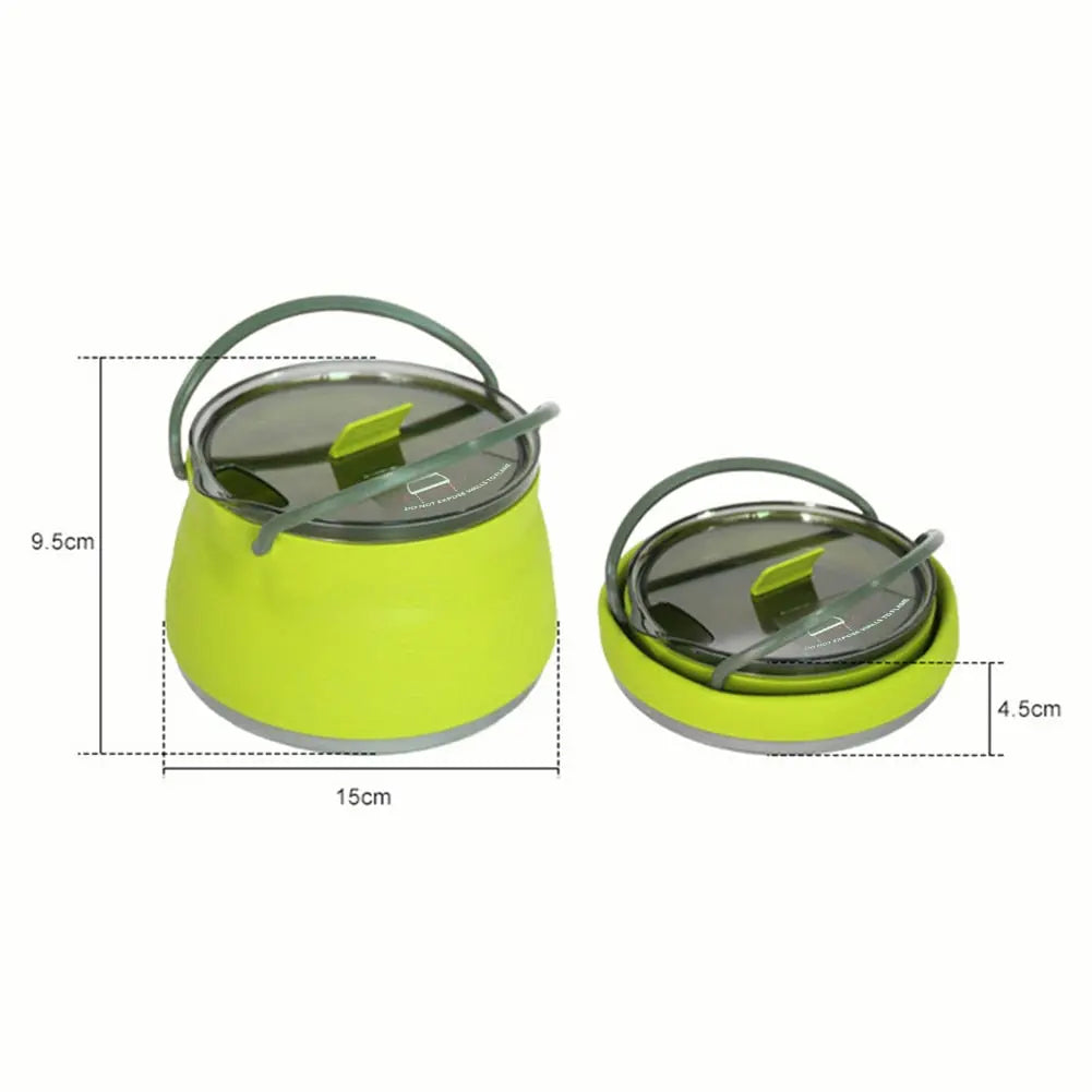 Multifunctional Portable Silicone Kettle Collapsible Stainless Steel Bottom for Outdoor Camping and Hiking - The Gadget Guy