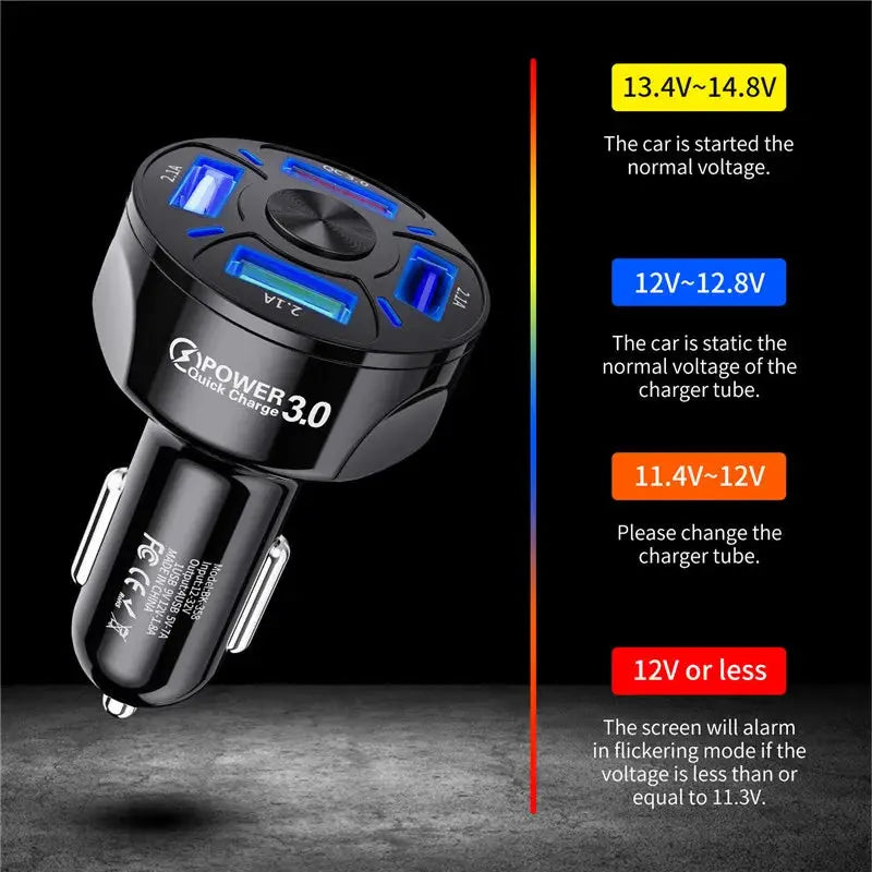 USLION 4 Ports USB Car Charge 48W Quick 7A Mini Fast Charging For iPhone 11 Xiaomi Huawei Mobile Phone Charger Adapter in Car My Store